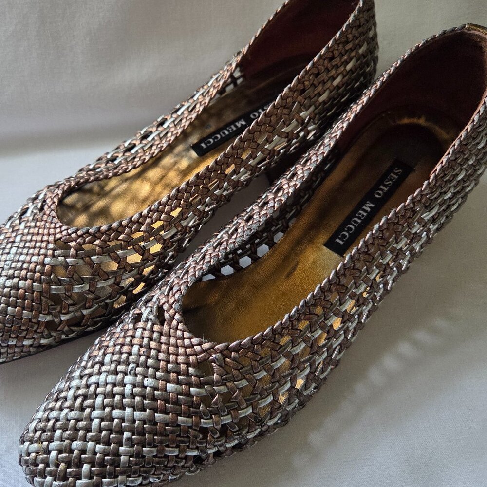 Vintage Sesto Meucci Woven Metallic Heels - Picture 12 of 15
